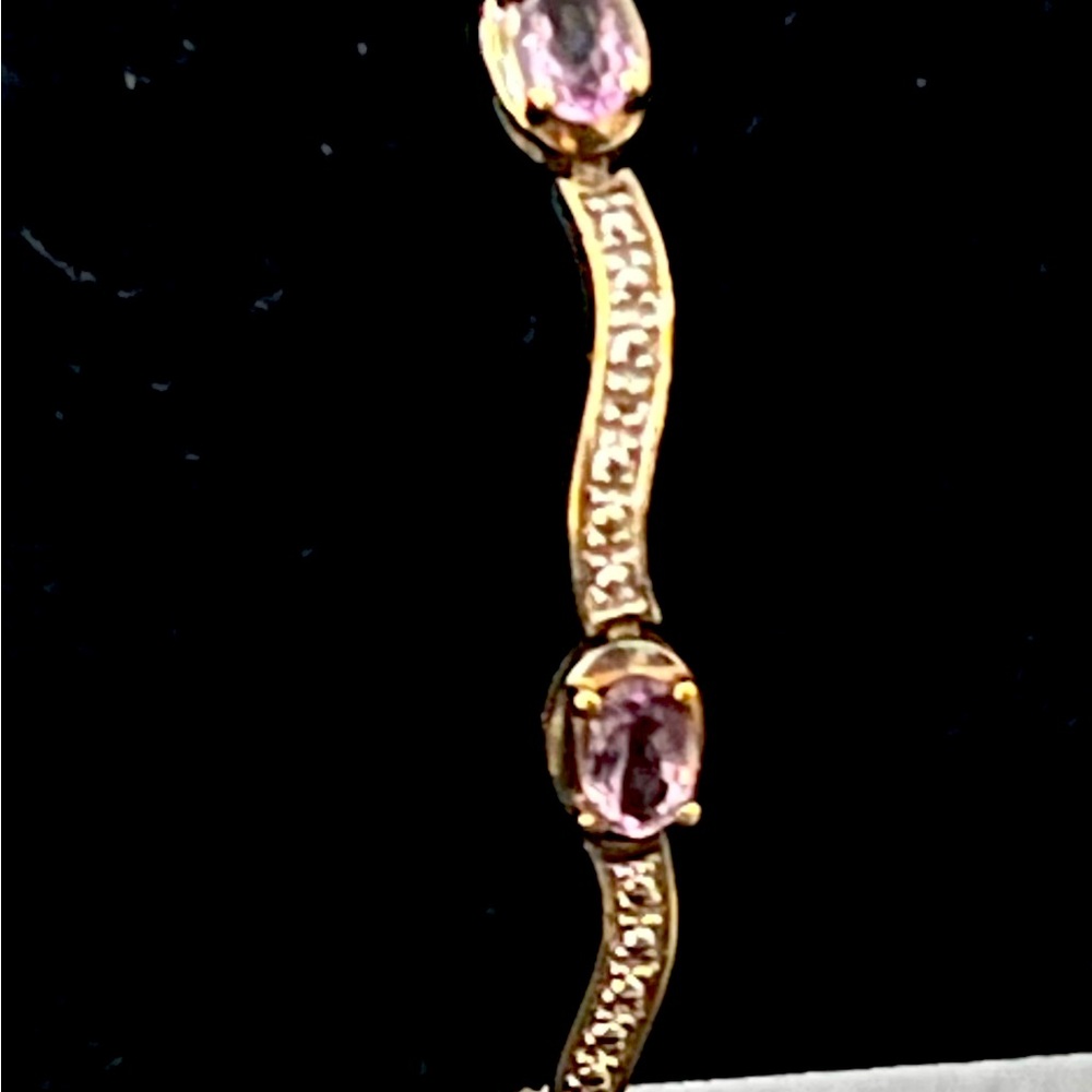 Elegant 18k Gold over sterling and Amethyst and Diamond Bracelet